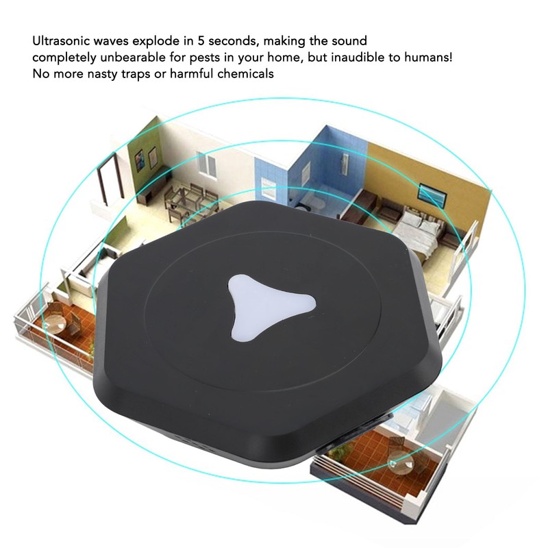Ultrasonic Bugs Repeller Hex Shape Battery Powered Cordless 3 Modes