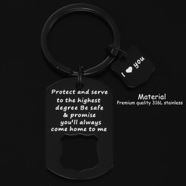 HUTIMY Police Officer Gifts for Men Police Safe Stuff Cop Arnament Policeman Key Ring always Come Home to Me Key Chain Charms Police Keychain