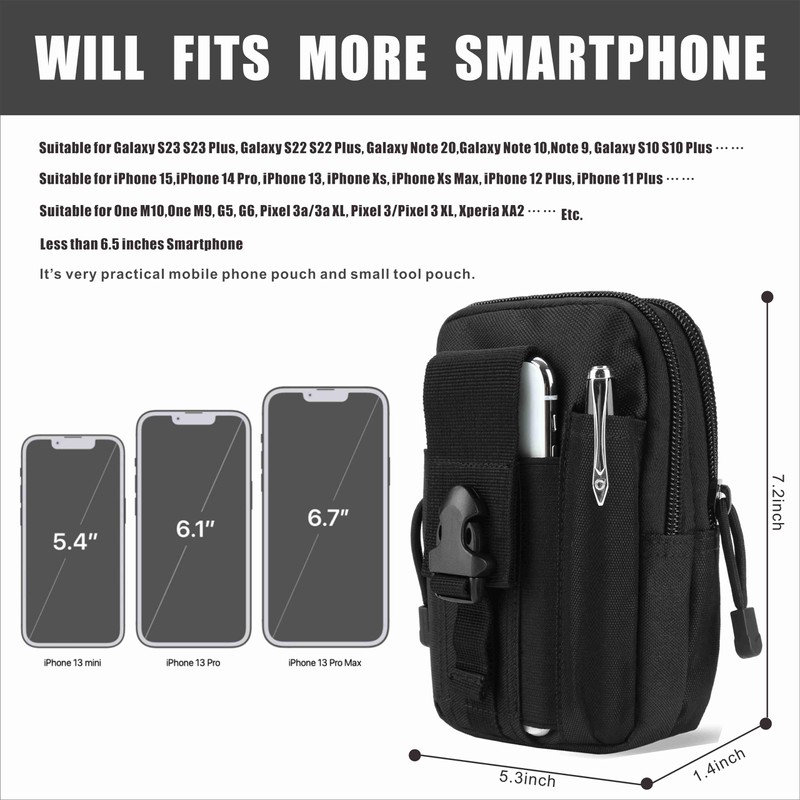DOUNTO Tactical Waist Pouch EDC Molle Waist Bag Belt Phone
