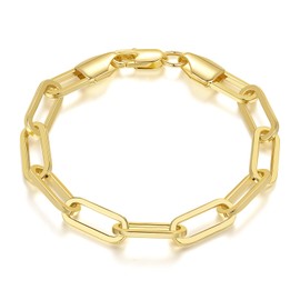 STREYANT Gold Bracelets for Women Men Bracelet Robust Paperclip Gold Chain Bracelet Layer with Other Jewelry Presents for Women & Men 6.5/7/7.5/8/9 (7in)