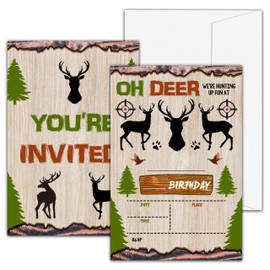 valucise Hunting Birthday Invitations For Boys Girls, Oh Deer Hunting Birthday Party Invitations, Fill In Invitation Cards, Birthday Party Favor Supplies (20 Invites With 20 Envelopes) -A40