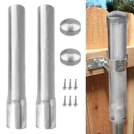 GRELWT 2 Pack 2-3/8" OD Metal Post Extender, 12" Fence Post Extension Height, Hot-dip Galvanized Steel, Includes Screws and Caps