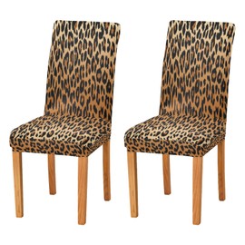 xigua Chair Covers 2 Pack,Dining Chair Slipcover Washable Removable for Kitchen,Hotel,Restaurant,Ceremony Protector-Fashion Colorful Leopard Animal Print