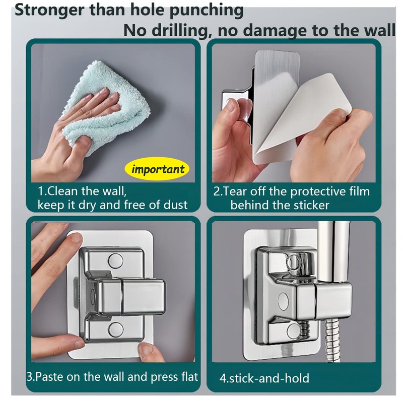 DASITON Handheld Shower Head Holder Wall Mount,Bathroom Adjustable Strong Adhesive