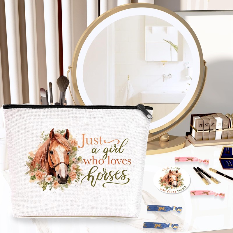 Geschenk-Set für Schweineliebhaber, lustiges Schweine-Make-up-Tasche, weiß, Pferde-Geschenkset