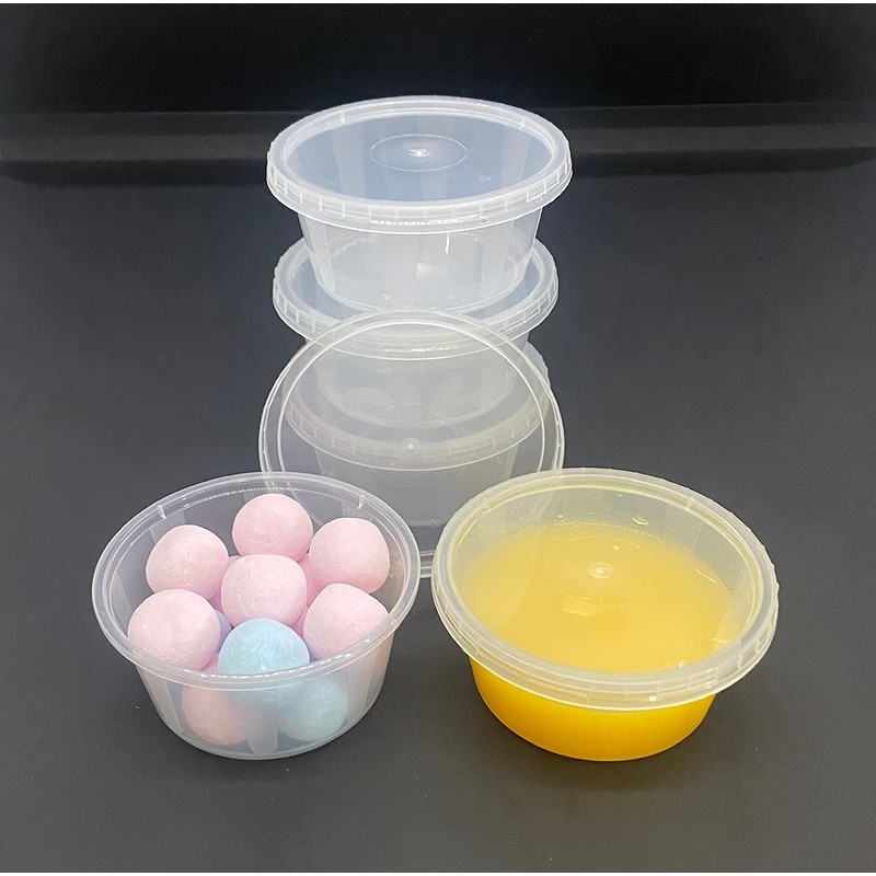 2oz Round Plastic Food Containers Lids Deli Pot or Sauce