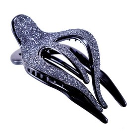 14-509 - Side Hair Clip with Comb 9 cm Glitter Hair Clip Dark Grey