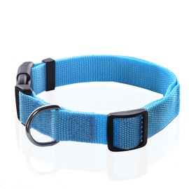 Adjustable Nylon Dog Collar, pet Collar 1 Inch 3/4 Inch 5/8 Inch Wide, for Large Medium Small Dogs (L(1" x 16-23"), Sky Blue)