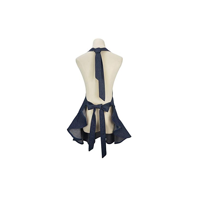 LilMents Women's Retro Denim Kitchen Bib Chef Apron (Navy Blue)