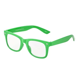 Green Childrens Classic Clear Lens Glasses Fames Fake Glasses Frames with Lenses for Fancy Dress World Book Day Boys Girls Nerd Glasses Geek Hipsters Style Kids Dress Up Costume Glasses