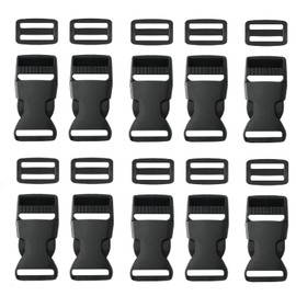 Pack of 10 Buckles for 15 mm Wide Webbing Straps, 10 Pieces Tri-Glide Slide, Plastic Buckles Adjustable Clip Fastener for Buckle Strap, Lap Strap, Replacement Buckle, Backpack Straps
