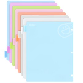 8 Dividers for 3 Ring Binder Standard Index Folder Dividers, Plastic Multicolor Dividers with White Insertable Tabs, in Green, Blue, Pink, Purple, Red, Grey, White, and Light Blue, (6 Packs) –By Enday