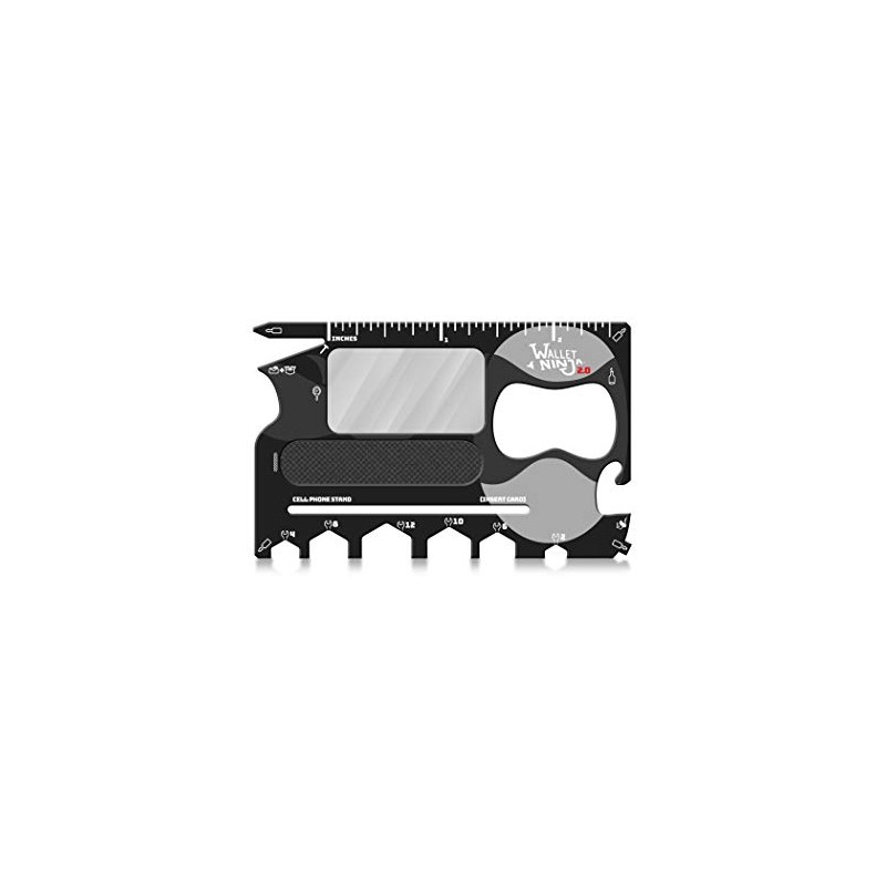 Wallet Ninja 2.0 (Advanced 20-in-1 Multitool, Now With Mirror +