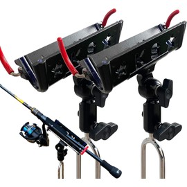 Fishing Rod Holders for Bank Fishing，Automatic Locking Bank Fishing Rod Holders，360 Degree Adjustable Fishing Pole Stand ，2 Pack Upgraded Fishing Pole Holders for Ground, Beach (Black)