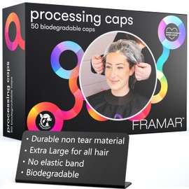 FRAMAR XL Processing Caps For Hair Color - Disposable Shower Caps For Women, Hair Coloring Cap, Hair Processing Caps Disposable, Developer Cap, Salon Essentials, Gorros Desechables Para el Pelo - 50