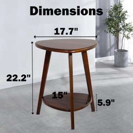 FANTERSI Wood Side Table, Small End Table with Storage Shelf, Small Coffee Table for Living Room, Accent Table for Small Spaces, Solid Wood Legs, Brown