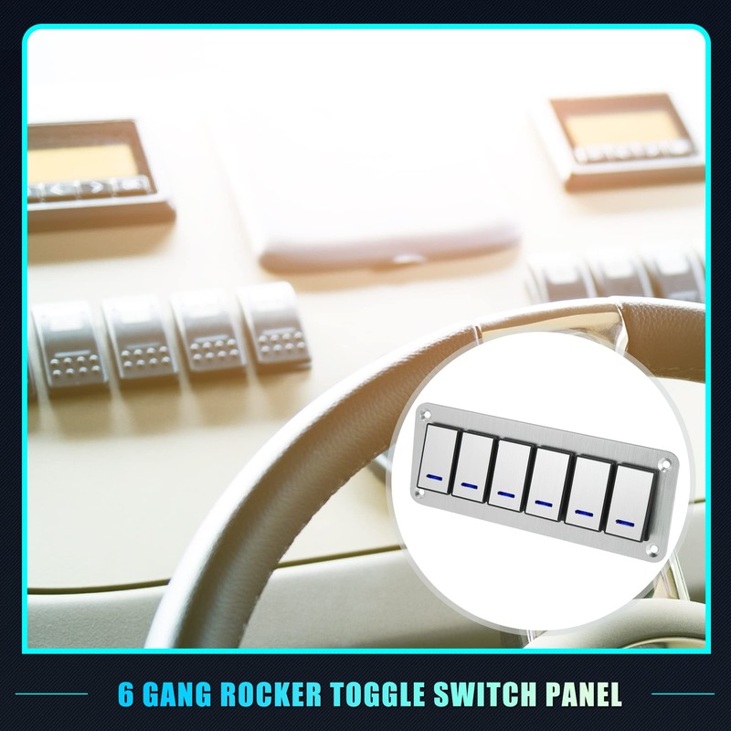X AUTOHAUX 6 Gang Rocker Switch Panel 3 Pin on
