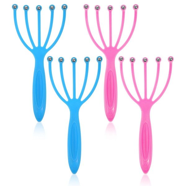 4Pcs Scalp Massager Claw, Portable Head Massager Scalp Head Scratcher,Head Relaxation & Stress Reduction for Home, Office and Travel Use Wet and Dry