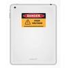 2 x 10cm Danger High Voltage Stickers Electrical Laptop Skull
