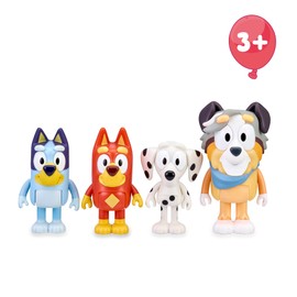 Bluey - Pack of 4 School Figures, Moving Dolls of Cole Characters Animated Series Toys for Kids with Rusty, Chloe and Calypso, Famosa (BLY09300)