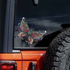 Lion Pattern car Glass car Stickers Transparent, Horse Eagle Church Pattern car Stickers (Butterflies)