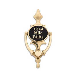 Exclusively Irish Claddagh Door Knocker for Front Door Brass Knocker with Cead Mile Failte 8" Ireland Welcome Gift (Black Brass)