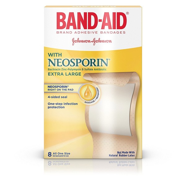 BAND-AID with Neosporin Bandages Extra Large All One Size 8 Each (Pack of 5)
