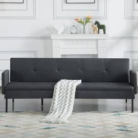 WRTEYEUI Convertible Sofa Bed Adjustable Couch Sleeper Folding Polyester Convertible Recliner Lounge Daybed for Living Room, Bedroom, Apartment, Office, Dark Gray, 75"x31.5"x26.4"