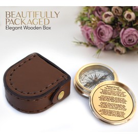 Antiqued Brass Poem Compass Compass Gift for Him or Her-Unique Gift Ideas for Husband or Wife, Men Wedding Anniversary 50th 40th 25th 20th Year Celebration, Birthday Baptism Confirmation Communion