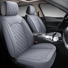 OMOKA AUTO Car Seat Covers with Waterproof Fit Most Sedan SUV Truck Fit for OAltima Frontier Leaf Maxima Murano Rogue Sentra Versa Xterra Rondo Rio Cadenza Fusion Escape (2 PCS Front/Gray)