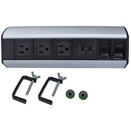 Power and Data Center with 2.1 Amp Dual USB Charger - Edge Mount Tabletop Center