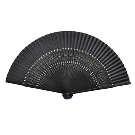 Aodake Kyodo Folding Fan, Solid Pattern, Natural Bamboo & Fan Bag