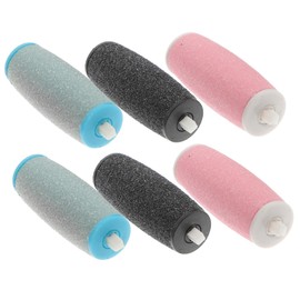 Mikinona 6pcs Replacement Roller Heads for Pedicure Tool Durable Foot Care Accessory Sky Blue Pink and Black Effectively Removes Callused Rough Skin from Feet