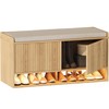 HOMEFORT 39.4" Fluted Shoe Storage Bench, Entryway Bench with Linen