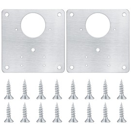 2 Pcs Stainless Steel Hinge Repair Plates with 16 Screws for Kitchen Cupboard Cabinets