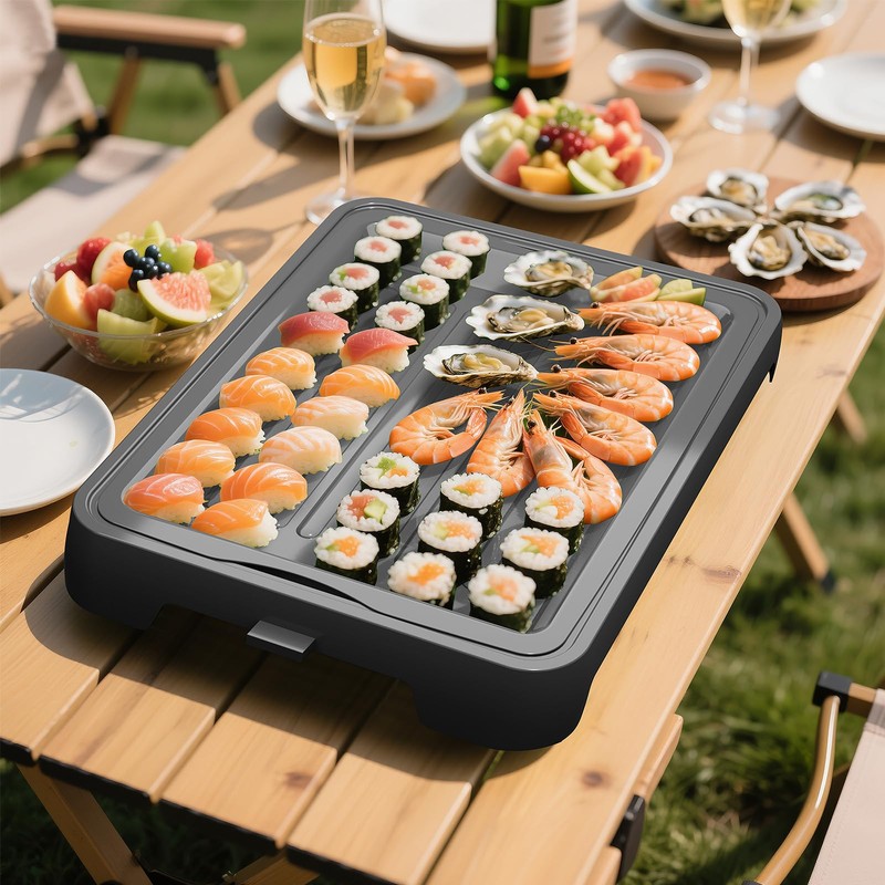 Chilled Portable Serving Tray Platterbox Snack Box with Reusable Ice