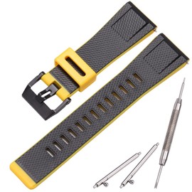 MCXGL Resin Strap Suitable for Caiso G-Shock GA-2000 PRG-600 650 PRW-6600 Mens Rubber Sports Waterproof 24mm Bracelet Watch Band Accessories(Black and yellow)