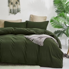 Houseri Olive Green Comforter Set Queen Army Green Bedding Queen Size Dark Green Comforter Sets for Men Women Teens Farmhouse Hunter Green Bedding Quilt Blanket Blackish Green Bed Comforters Queen