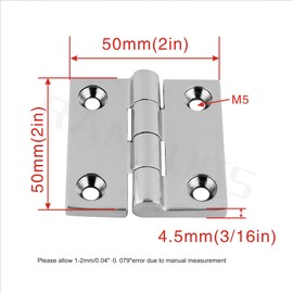 Marine Grade Stainless Steel 316 Pair of 2IN(50MM) Heavy Duty Casting Solid Mirror-Like Butt Hinge Door Hings for Boat Yacht,RVS(2)