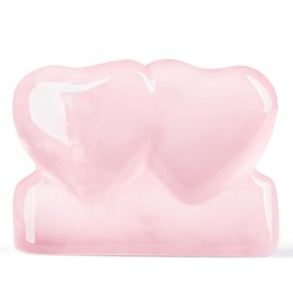 ZHIYUXI 1.8" Rose Quartz Crystals Double Heart Stone Healing Crystal Heart Shaped Rock for Desk Decor Healing Crystals Polished Reiki Gmestone Gifts for Women