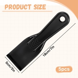 5 PCS Plastic Putty Knife 2.16 Inch Black Flexible Plastic Knives Thin Putty Scraper for Taping Drywall Wall Painting Plastic Scraper Covering Smoother