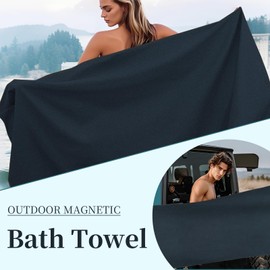 QCBF Outdoor Magnetic Bath Towel 75"X30" Quick Dry Microfiber Material with Magnetic Corners Resistant Highly Absorbent Suitable for Beach Pool Gym During Camping Trips Yoga