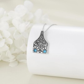 LUHE Western Cattle Tag Necklace for Women Sterling Silver Boho Turquoise Western CowTag Pendant Necklace with Sunflower Jewelry Gift for Her, Small, Sterling Silver, Turquoise