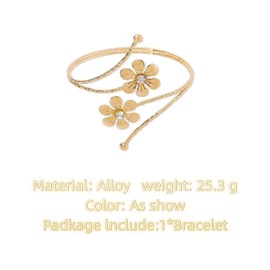 Ticome Armreif Gold Damen, Upper Arm Bracelet,Adjustable Band Cuff Bangle Coil Bracelet with Floral Design,Armband Boho Jewelry for Women Summer Dresses Outfits Accessories