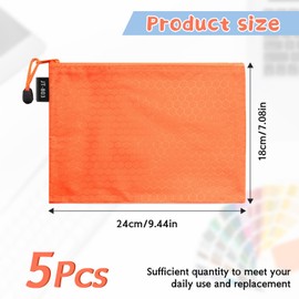 LUHIUMOYA A5 Document Wallet, Waterproof Document Bag with Zip, Bag for Paper, Documents, File, Cosmetics, Homework (Orange)