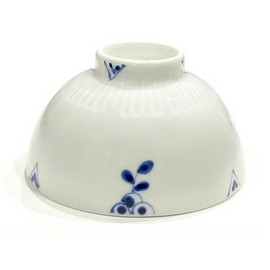 Arita Ware Rice Bowl, Hand Drawn, Cubic Zirconia Kiln, Small Flower Tip, Blue