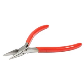 The Beadsmith Slim Line Chain Nose Pliers, 4.75 inches (120mm) with Polished Steel Head, red PVC Comfort Grip Handle with Double-Leaf Spring, Tool for Jewelry Making