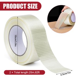 Cross Weave Reinforced Tape - 2.5CM*25M Transparent Bi-Directional Filament Strapping Tape Extra Strong, Reinforced Filament Tape, Clear sealing Tape Heavy Duty, Anti Crack Water Proof Cricket Bat (2)