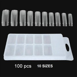 100 Pieces Poly Gel Nail Tips For Poly Gel UV/LED Acrylic Fake Coffin Nail Full Cover Ballerina Shape Nails 10 Different Sizes Women Artificial False Nail in Clear Box (100 x Clear Nail Tips)