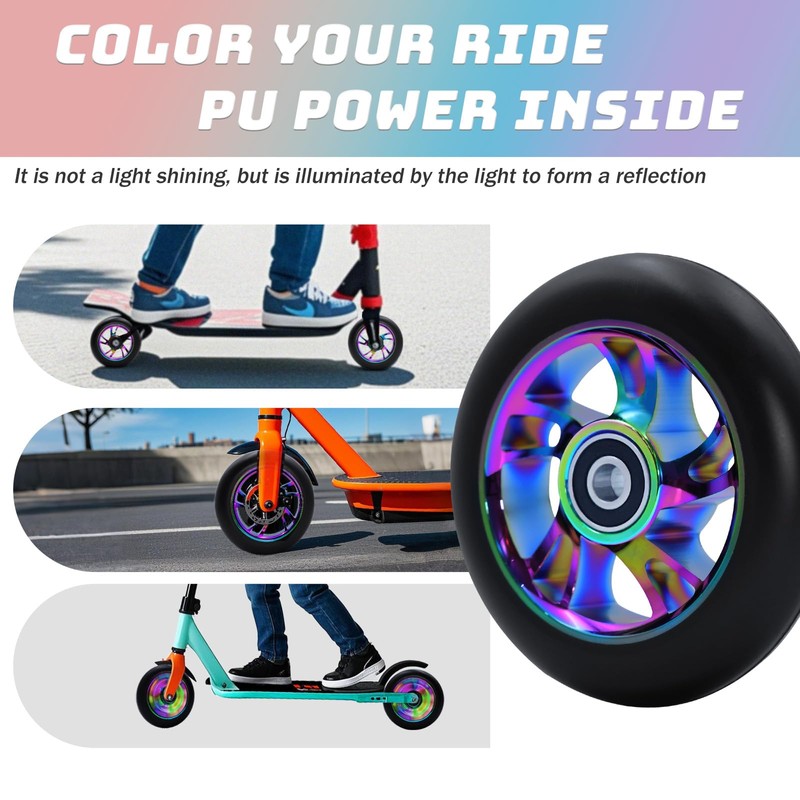 Stunt Scooter Wheels 100mm, Premium PU Scooter Accessories Replacement, Roller